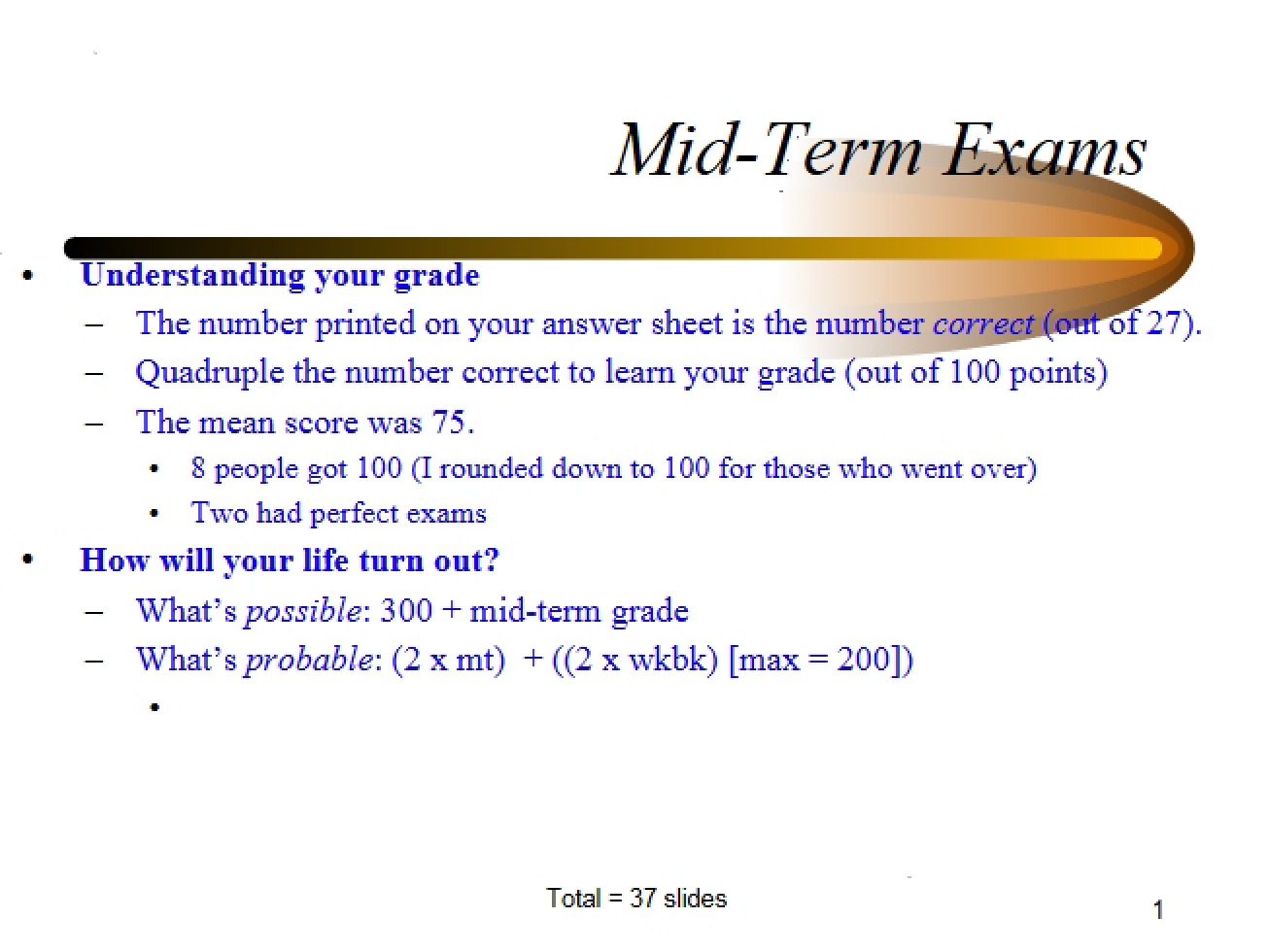Examinations for Midterm