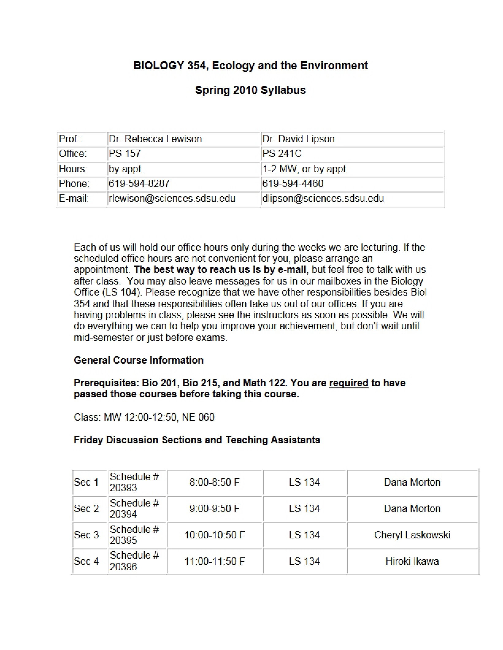 Syllabus Ecology and Environment