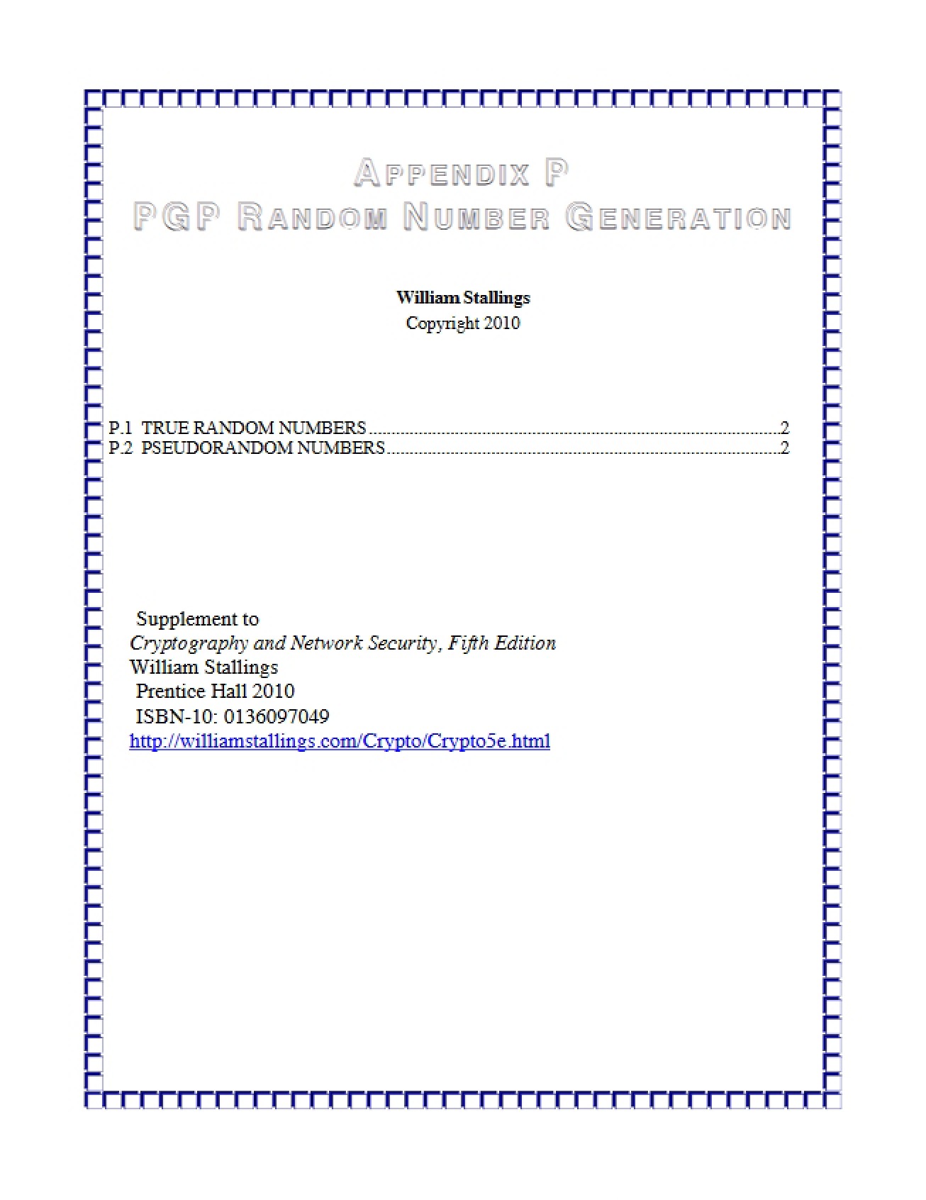 Random Number Generation in PGP