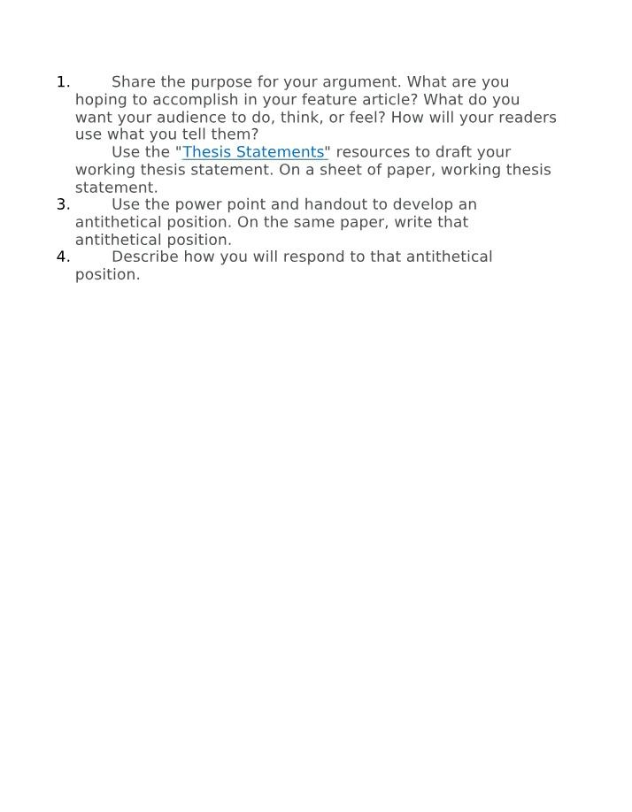 Purpose of Crafting Effective Argumentative Feature Articles