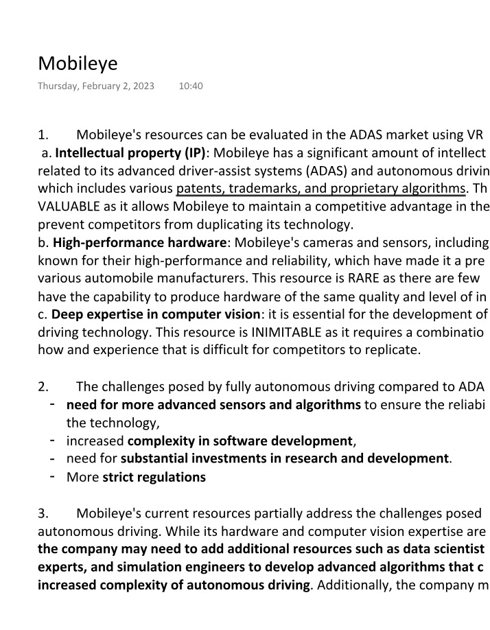 Mobileye - Leveraging Resources