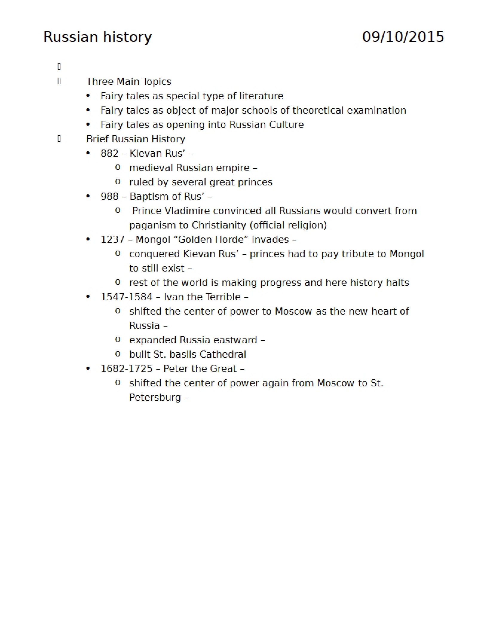 Notes on Russian Fairy Tales