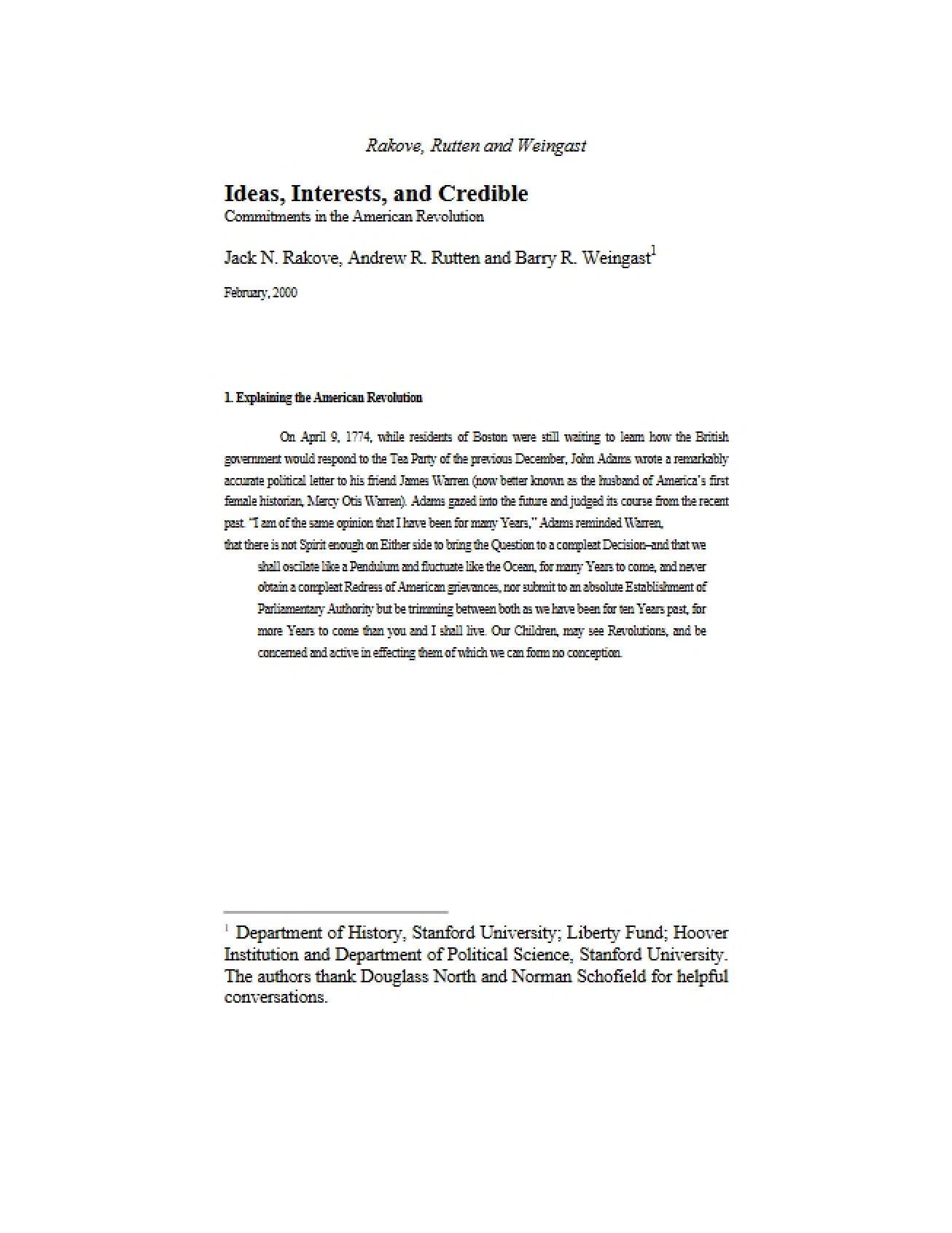 Ideas, Interests, and Credible Commitments