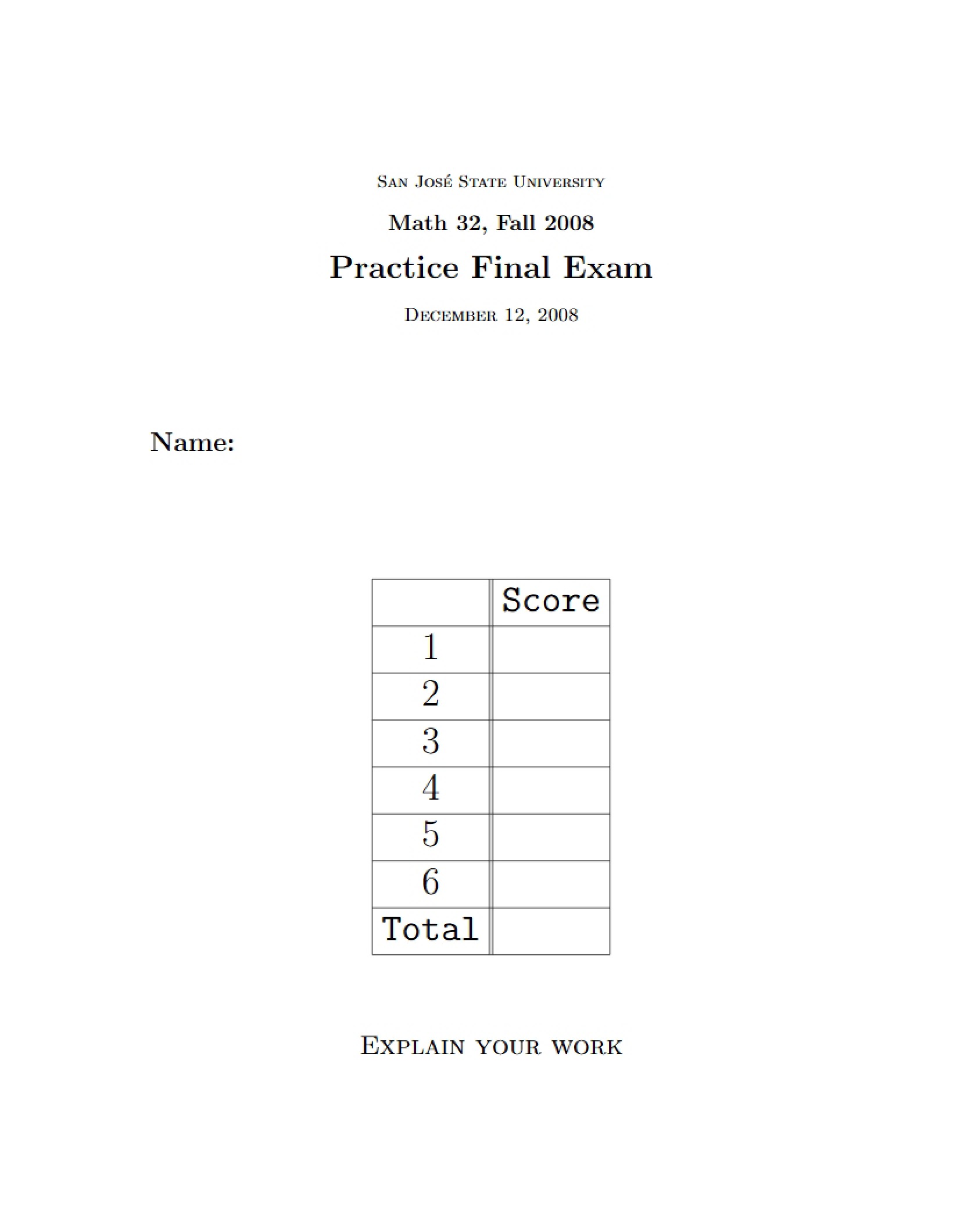 Final Exam Practice