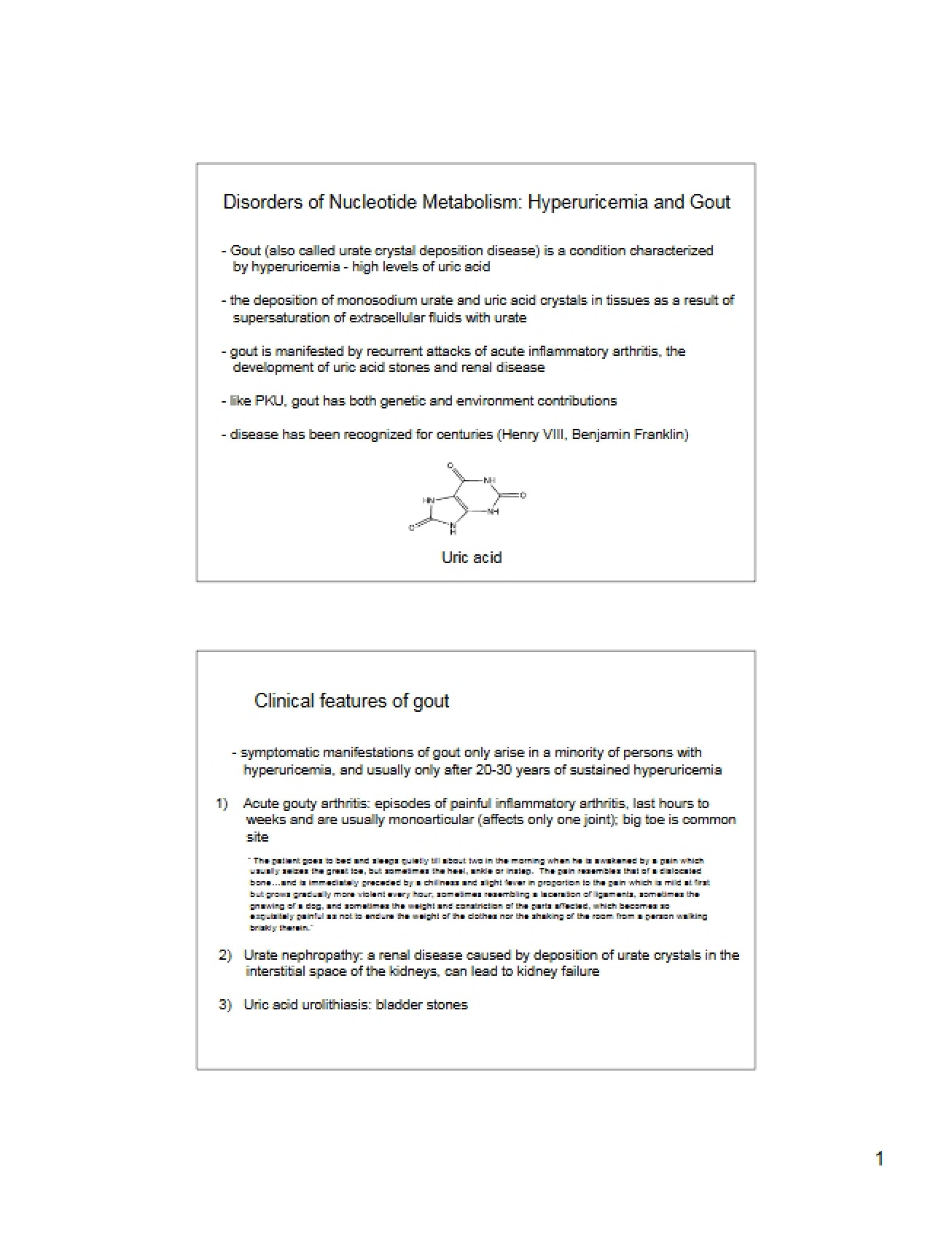 Gout Lecture - 9 Pages