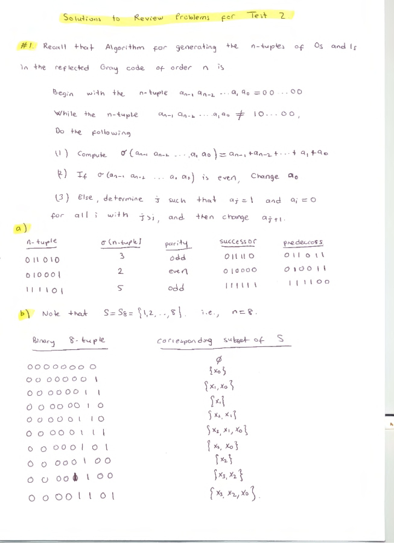Test 2 Review Solutions (Spring 2013)