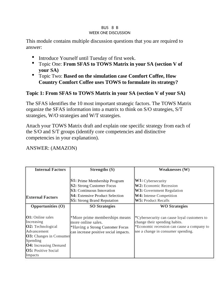 Week 1 Discussion - BUS 485B
