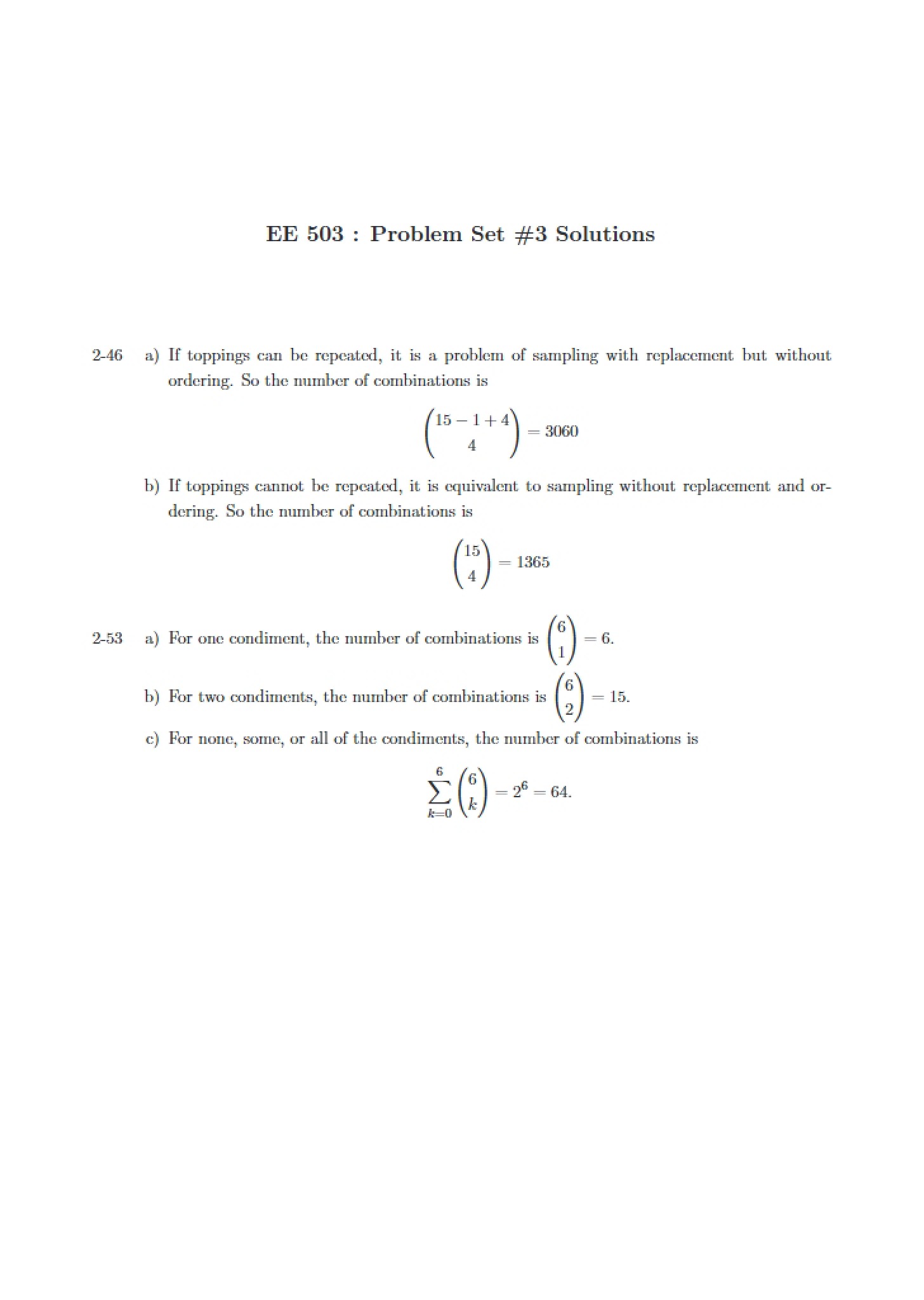 Solutions to Problem Set 3