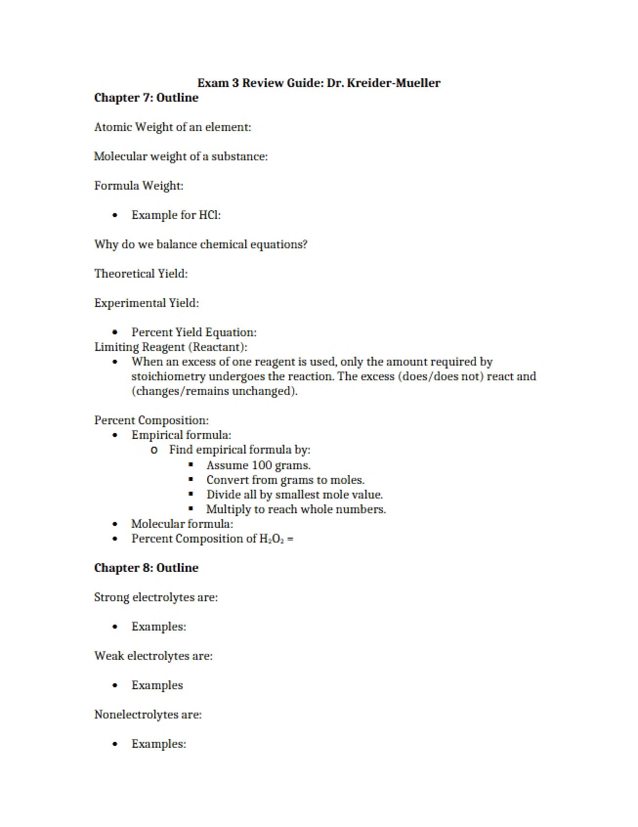 Examination Three