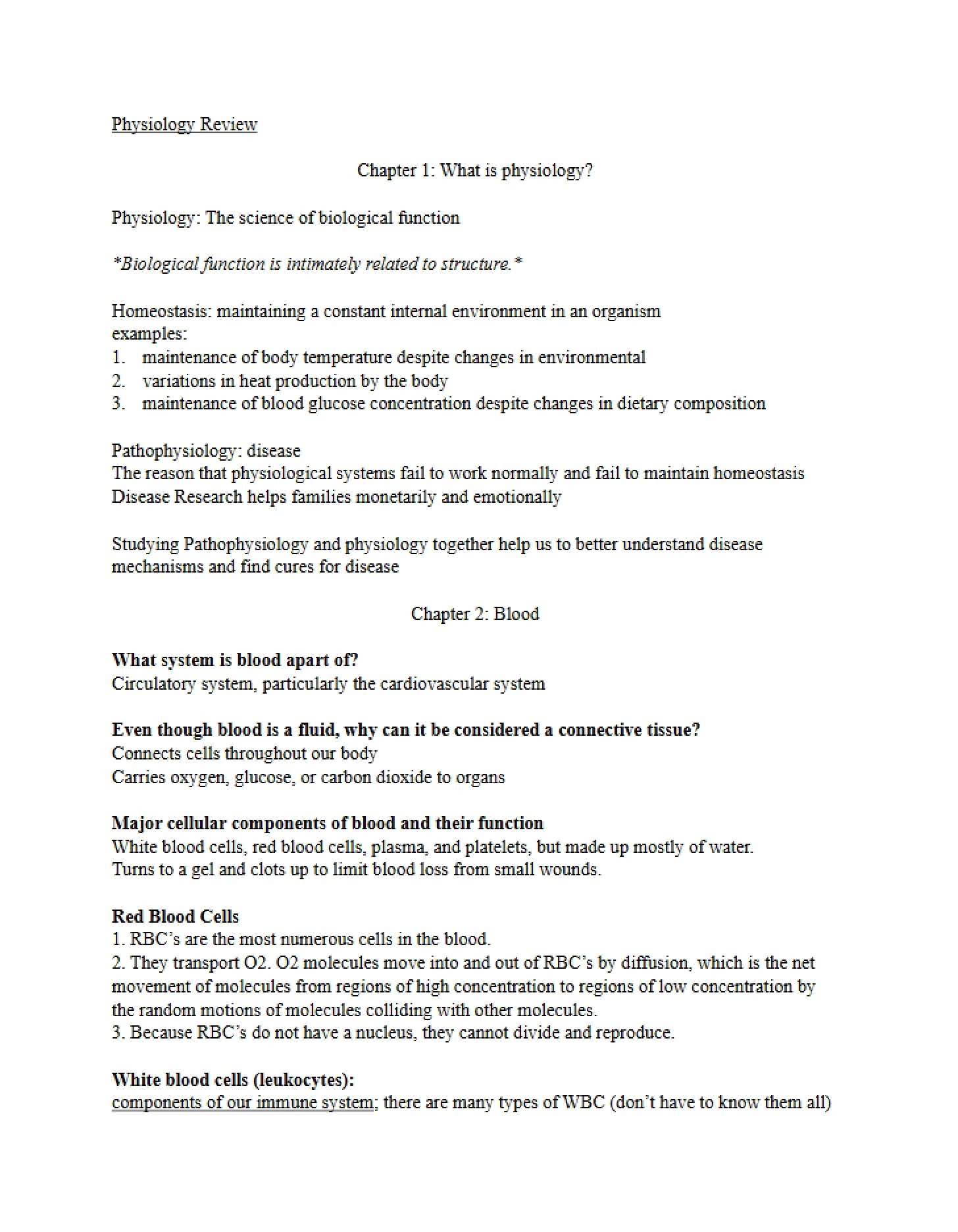 Defining the Science of Physiology (Chapter 1)