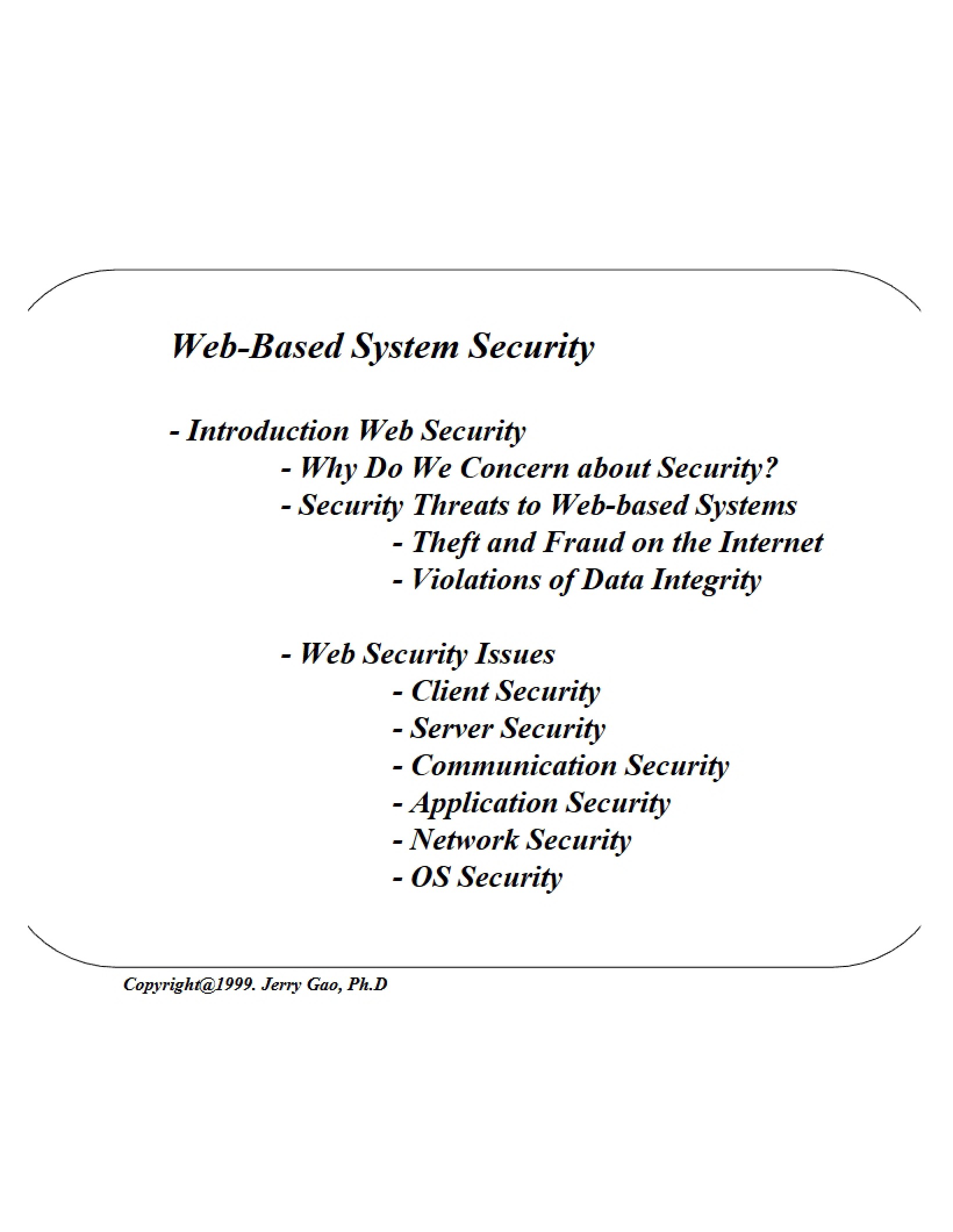 Security for Web-Based Systems