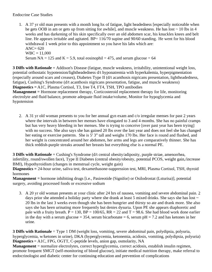 Endocrine System Case Studies