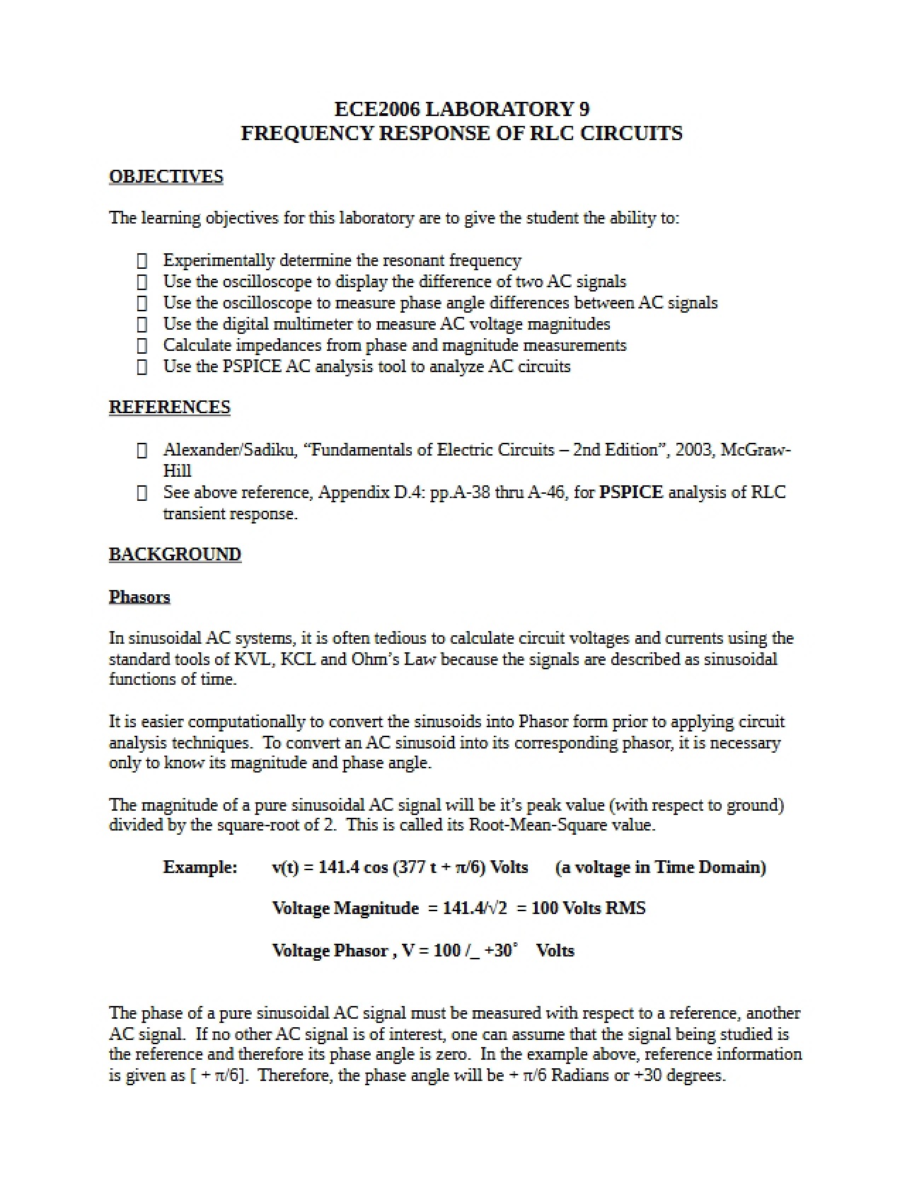 RLC Circuit Frequency Response - Electric Circuit Analysis