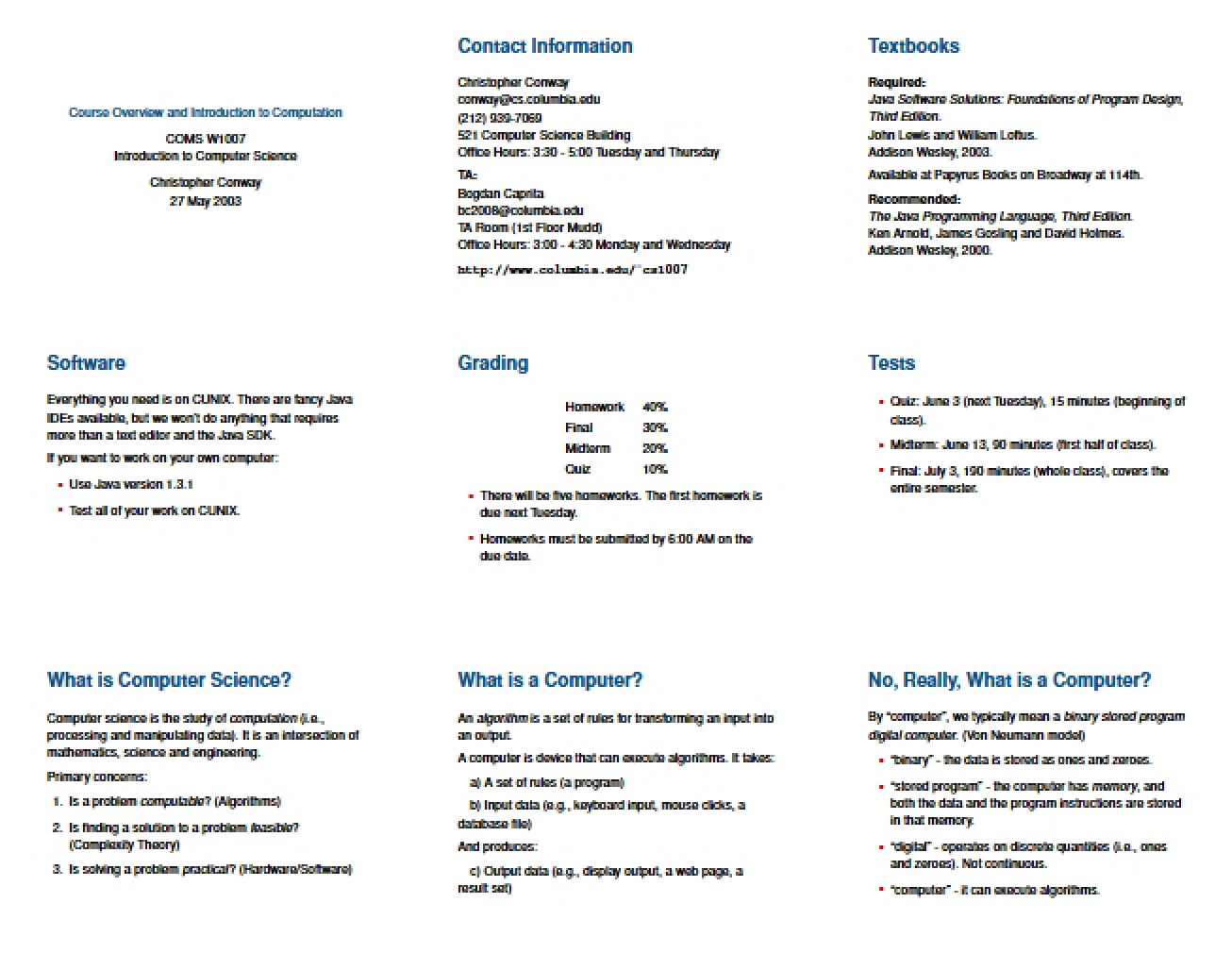 Computation Introduction and Course Summary