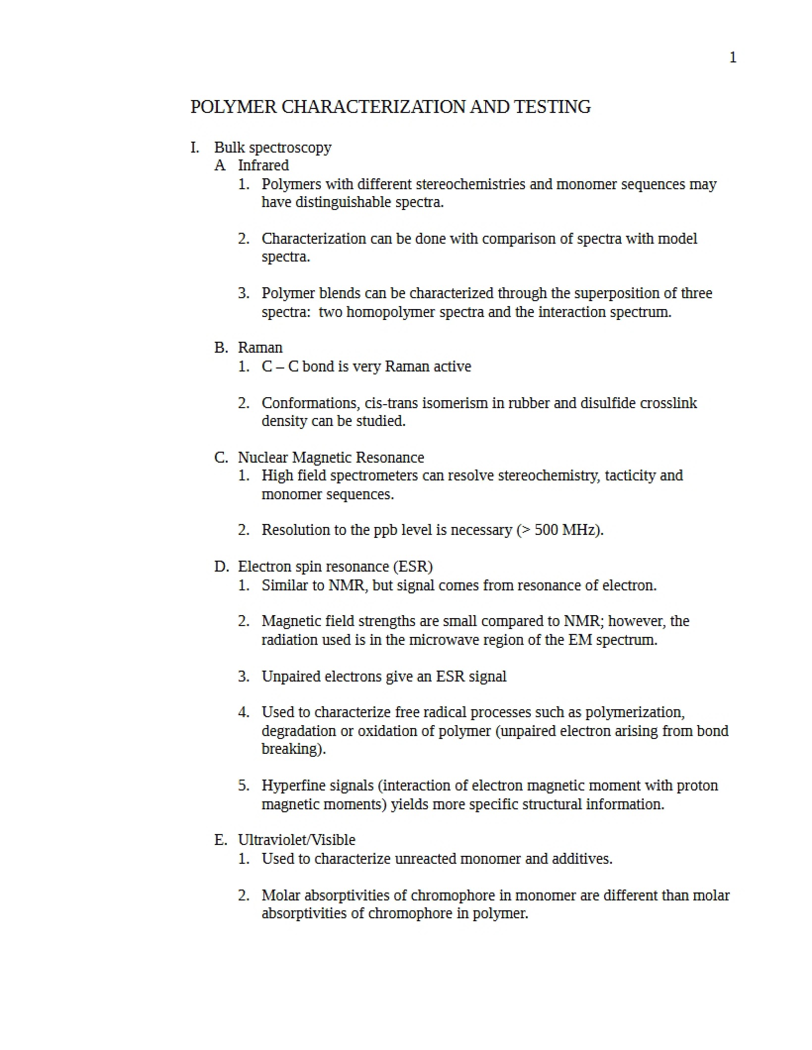 Testing and Characterization of Polymers
