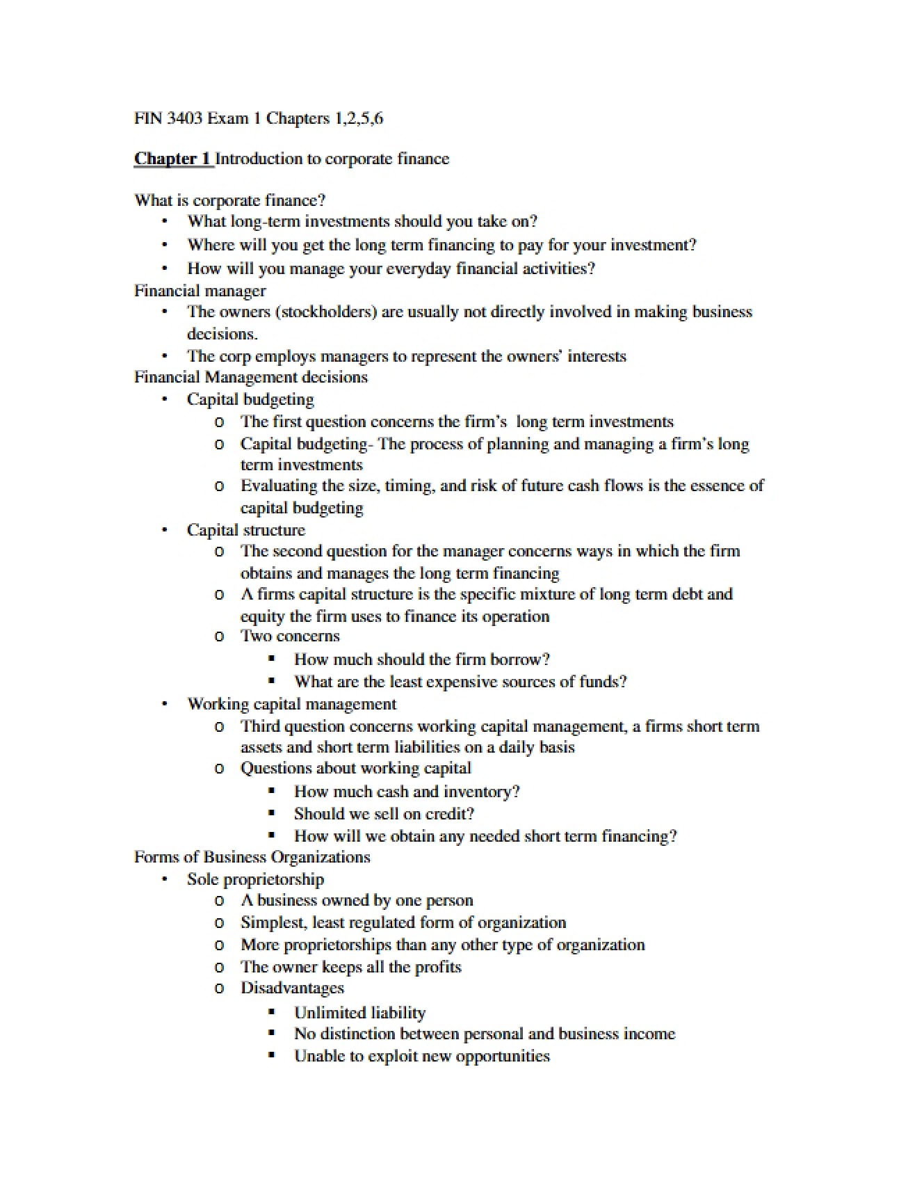 First Test on Financial Management