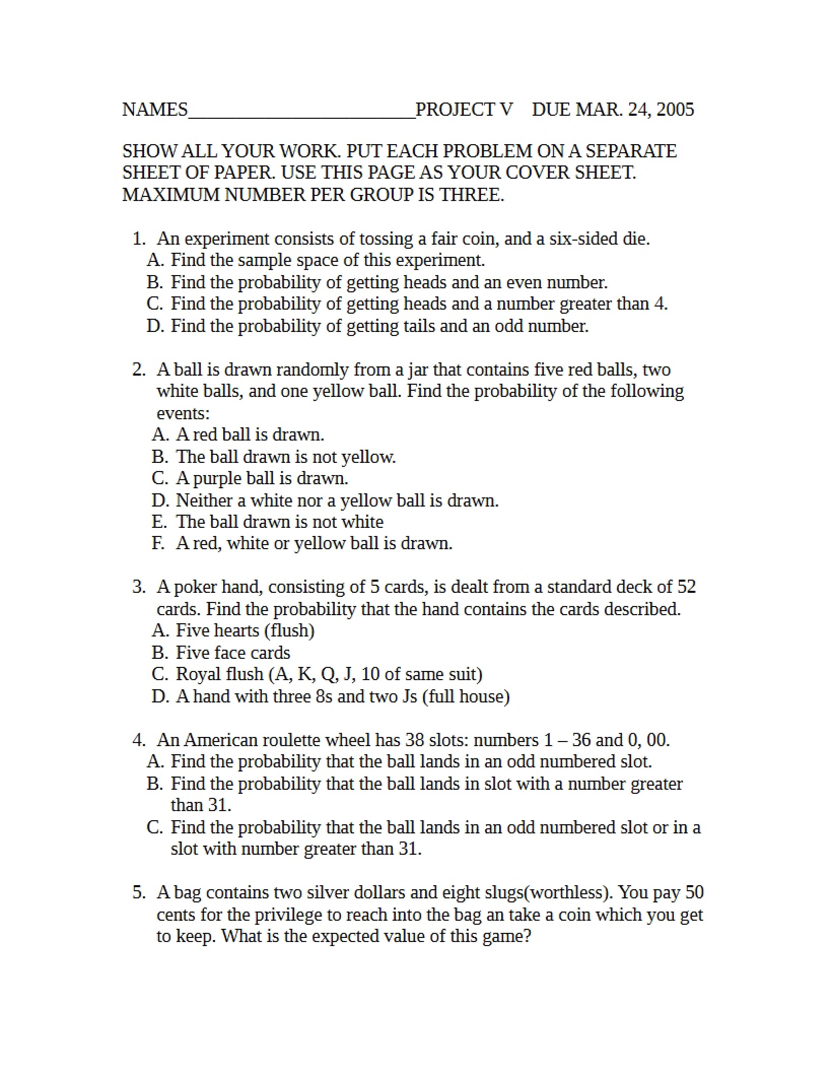 College Math Project - 3 Pages