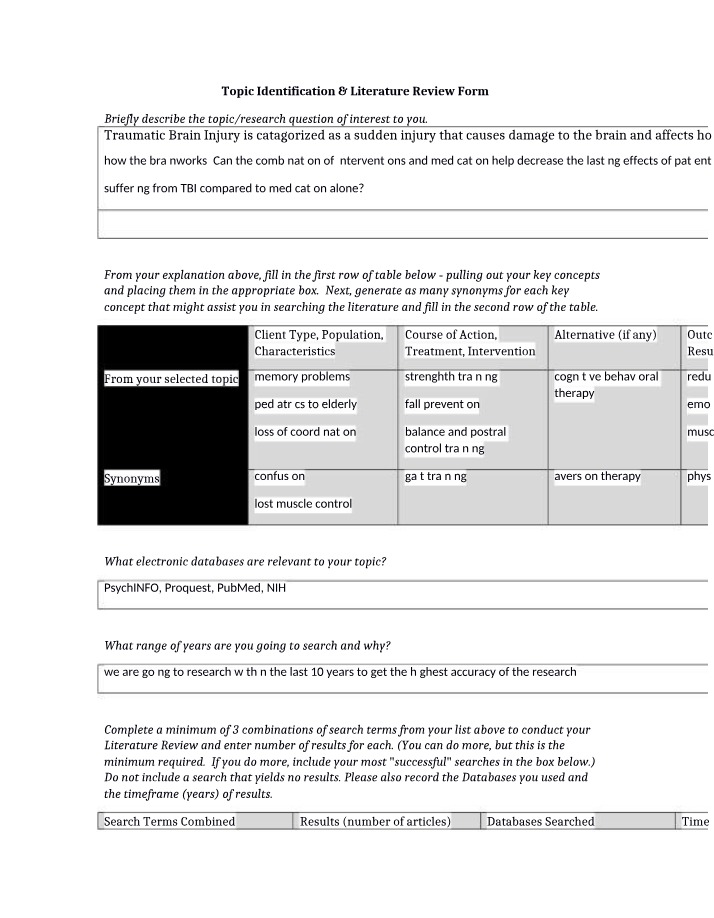 Literature Review for Topic Identification