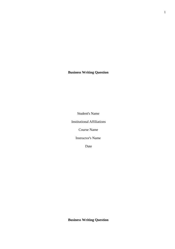 Question on Business Writing
