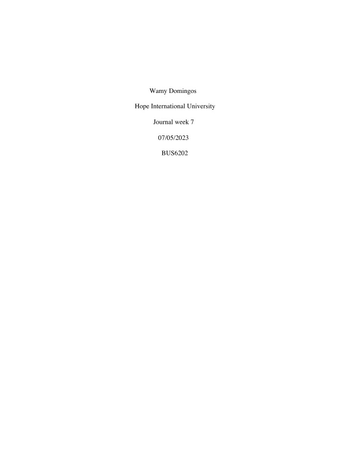 Week 7 Journal