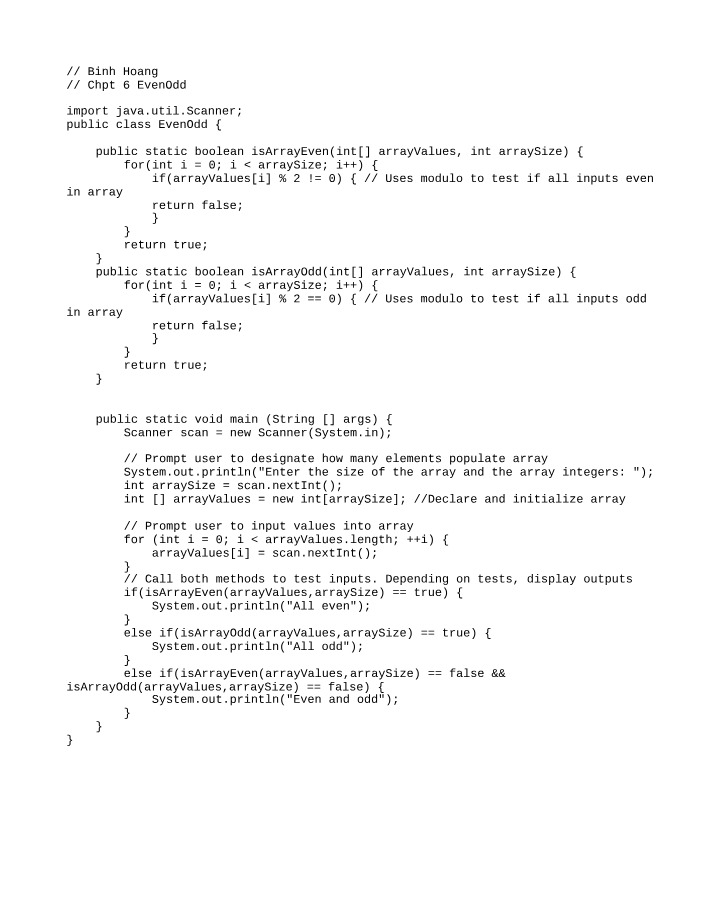 Check if Array Values are Even or Odd (Java)