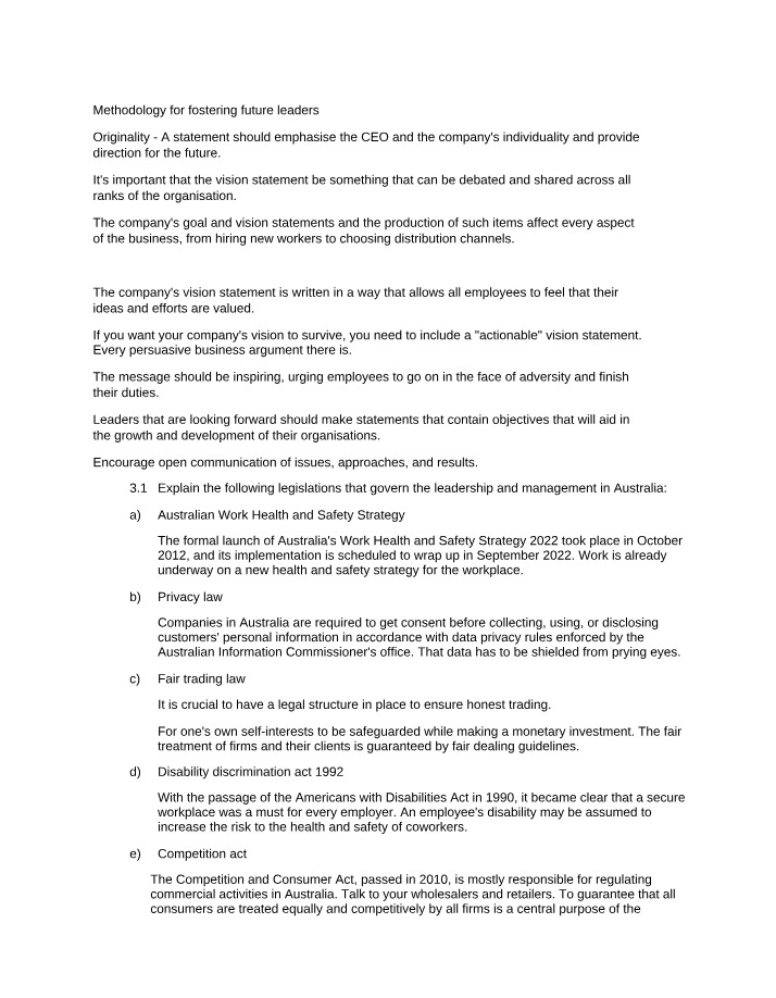Notes on Fostering Future Leaders and Legislation