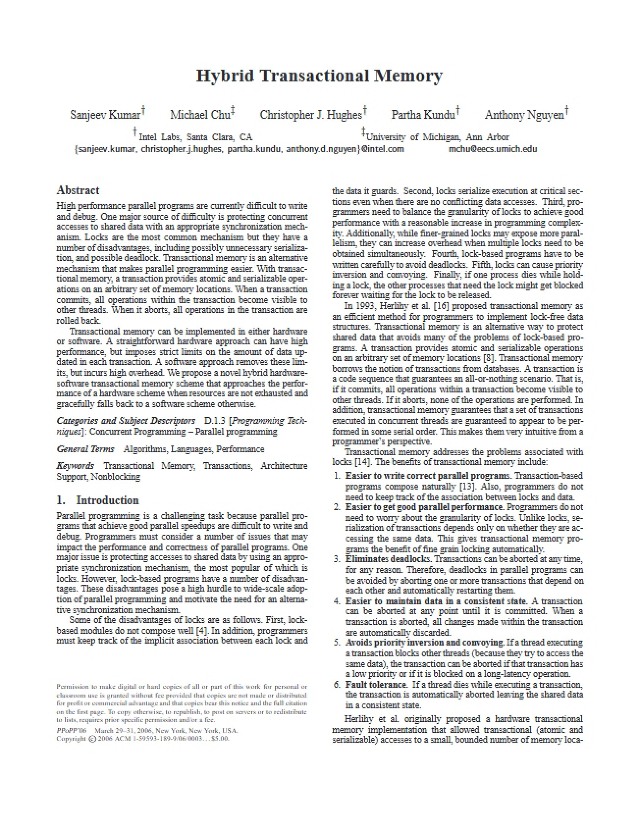 Transactional Memory Hybrid