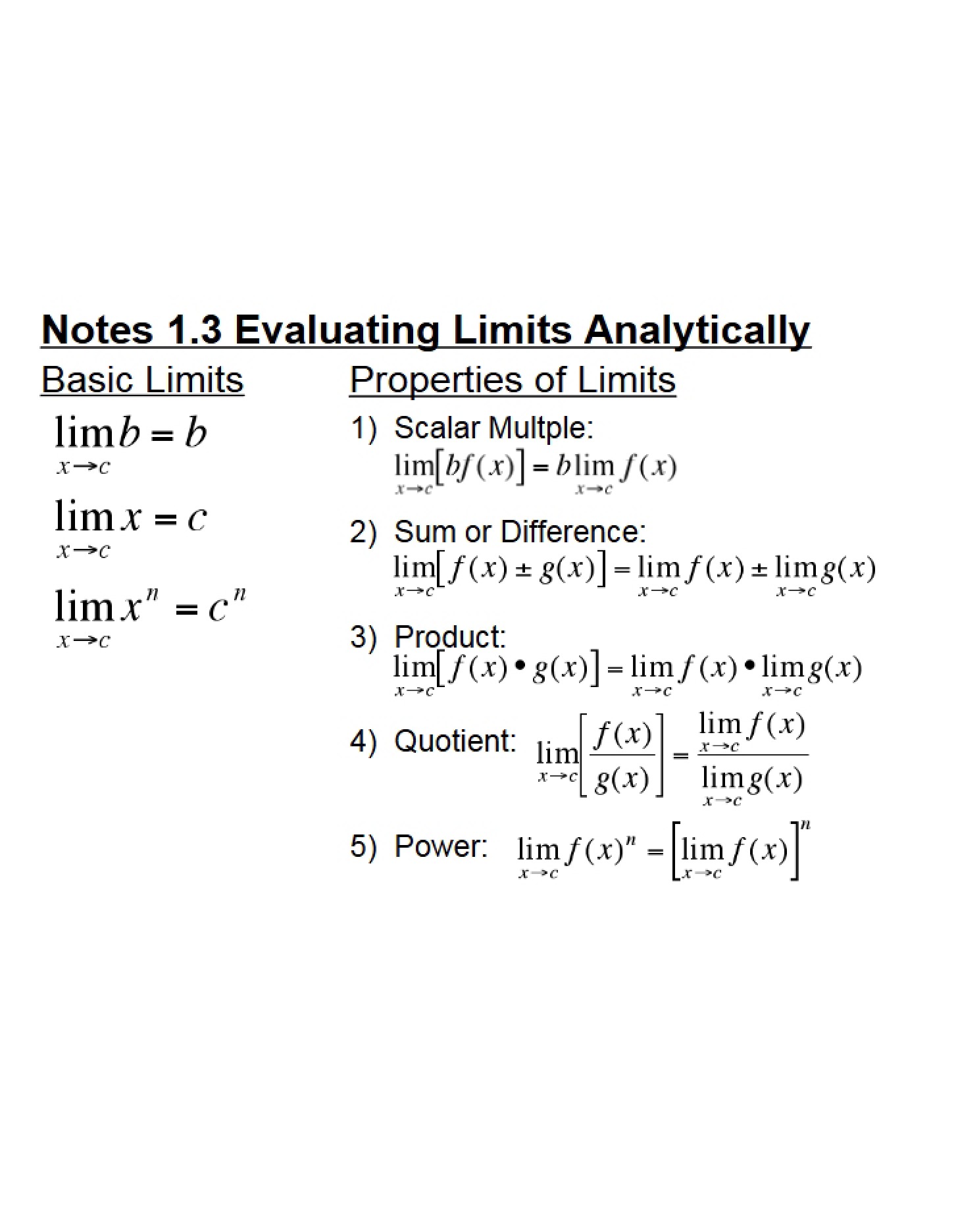 Analytical Limit Evaluation