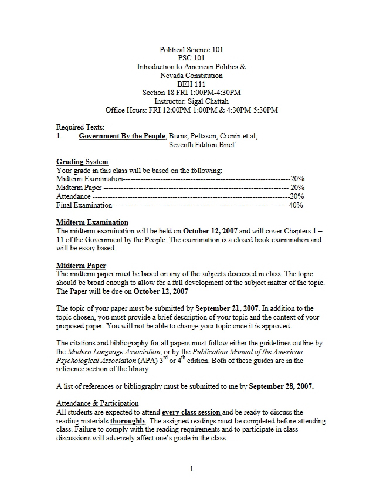 POS 101 Syllabus