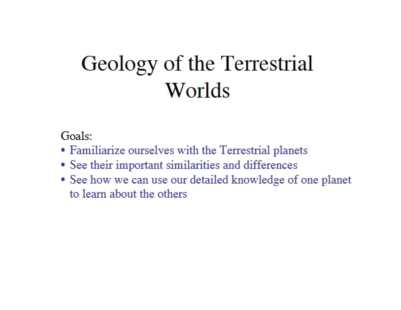 Geology of the Worlds that are Terrestrial