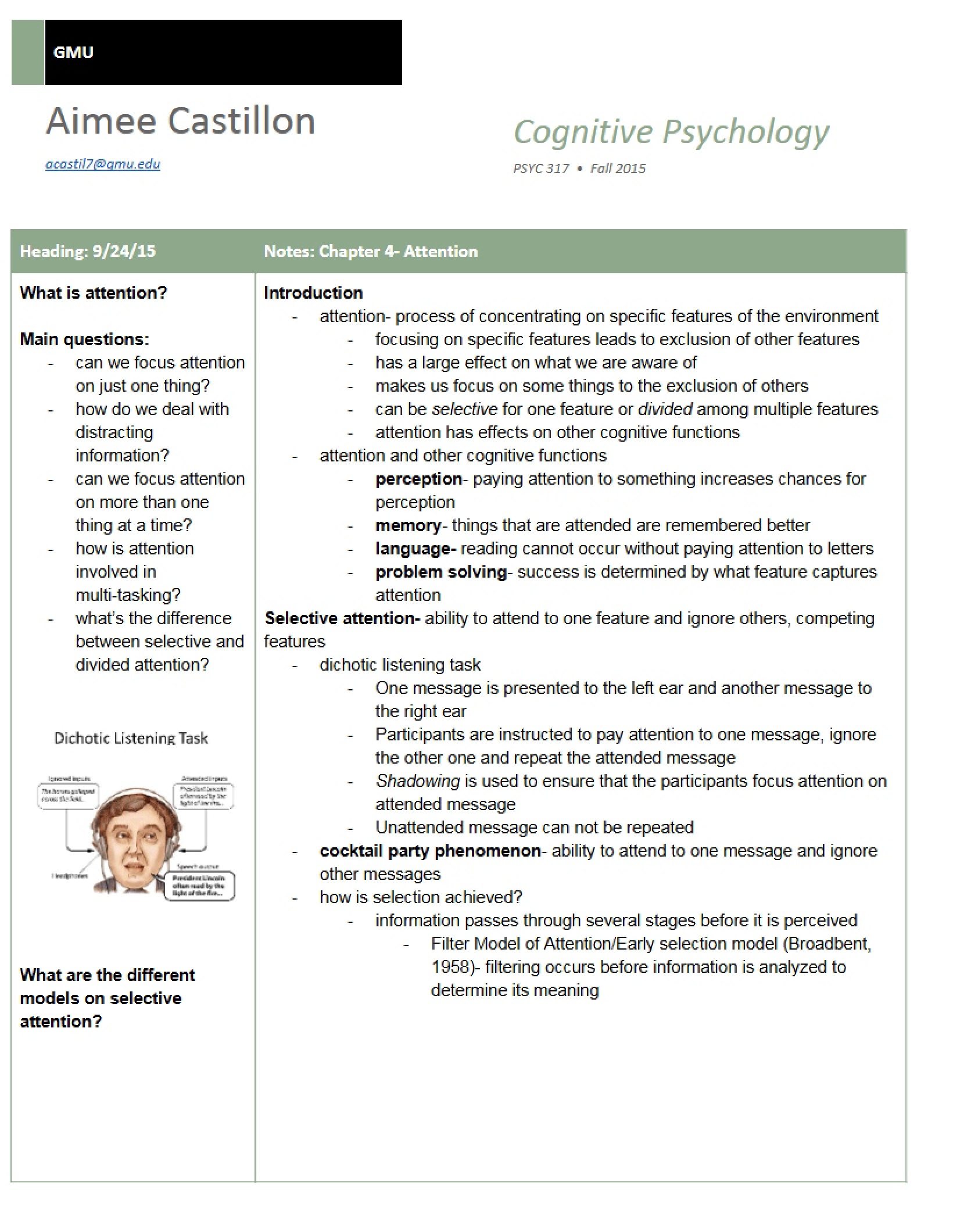 Overview of Cognitive Psychology