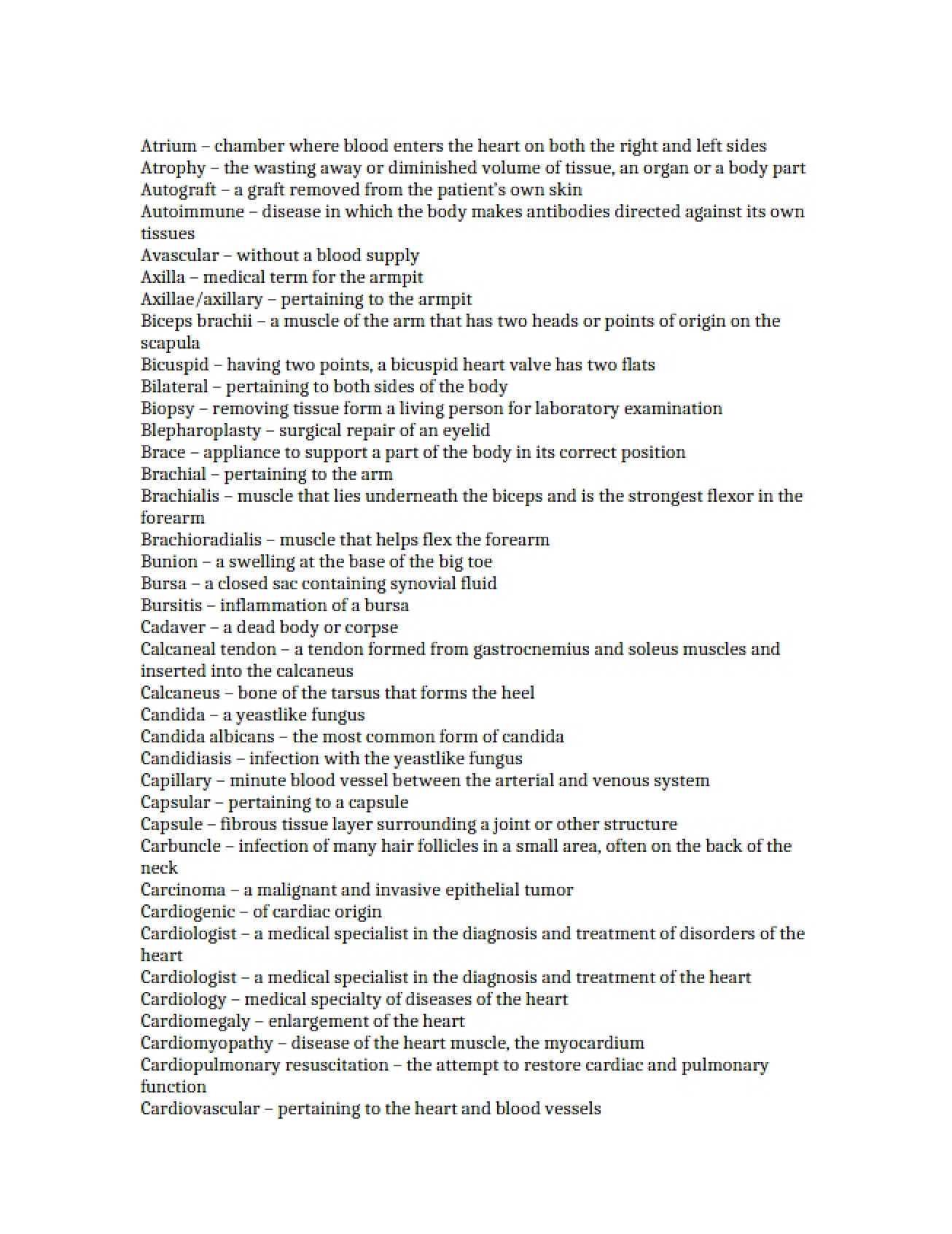 Overview of Topics in a Health Course