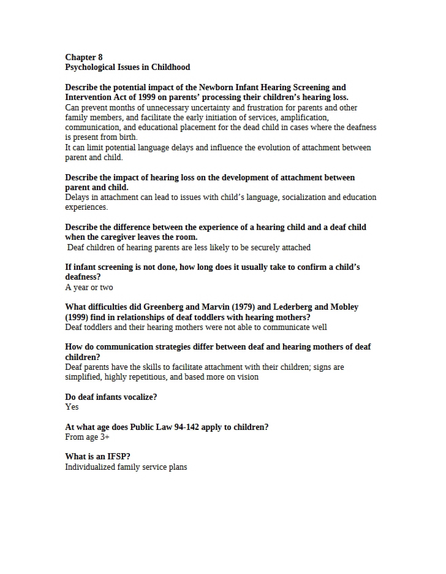 Childhood Psychological Issues Chapter 8