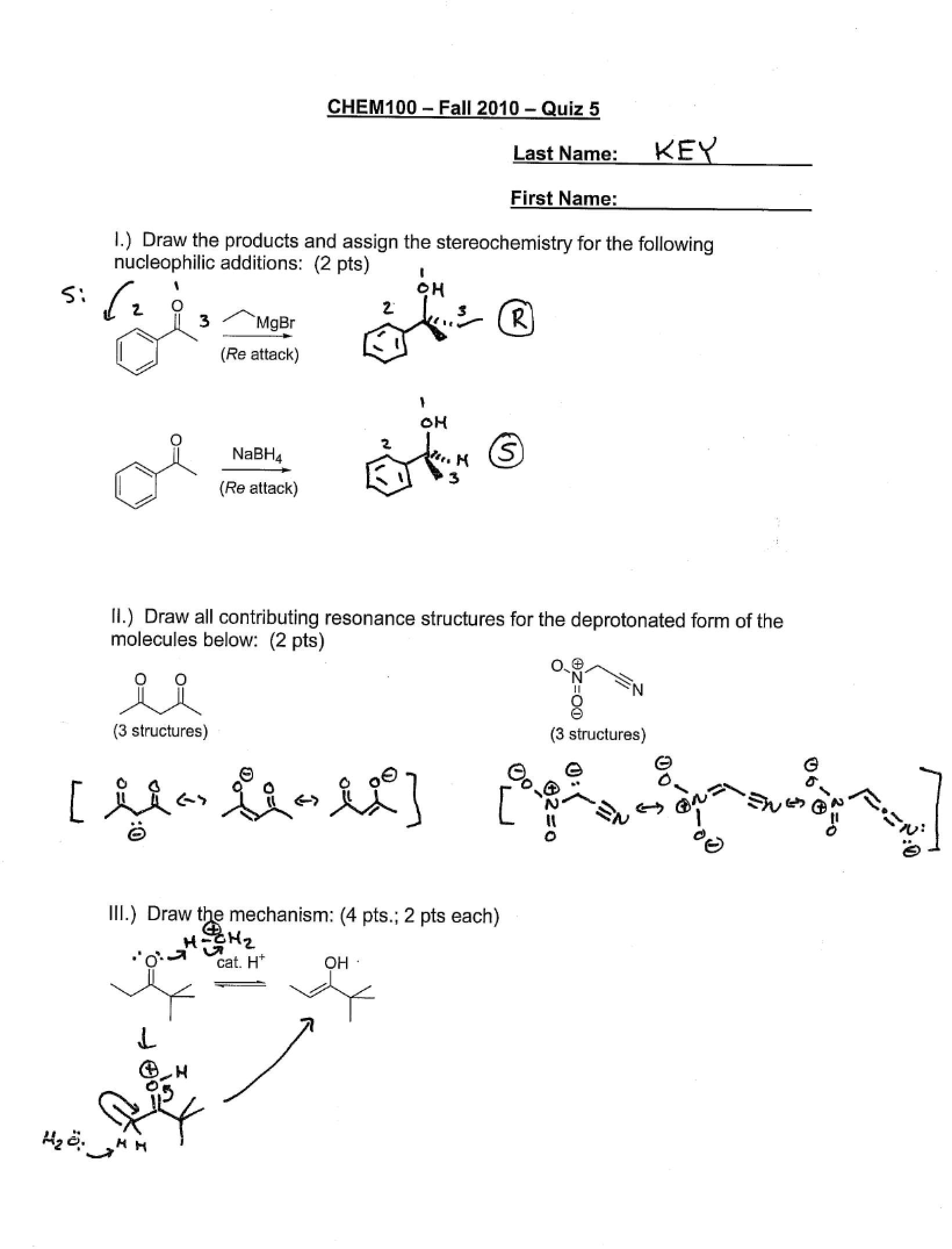 Key for Quiz 5