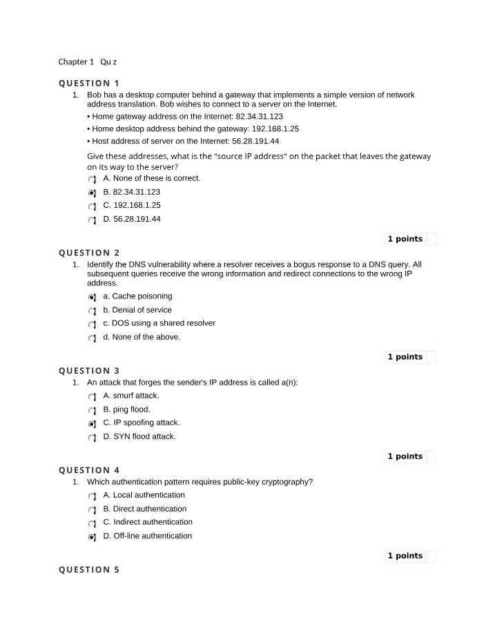 Quiz for Chapter 12