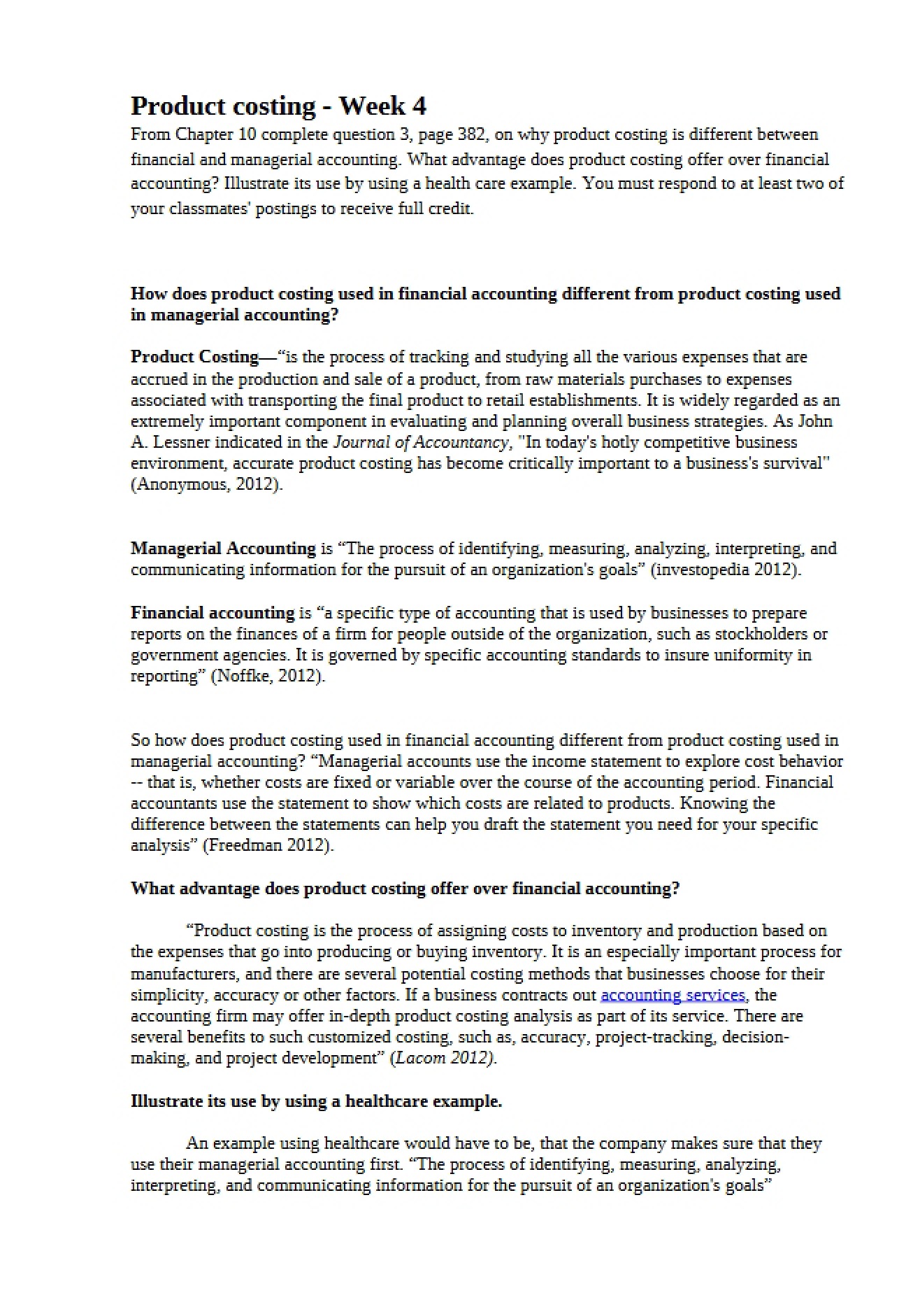 Product Costing (Week 4)