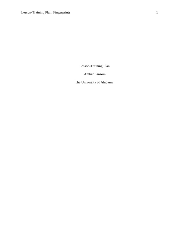 Fingerprints - Lesson Training Plan