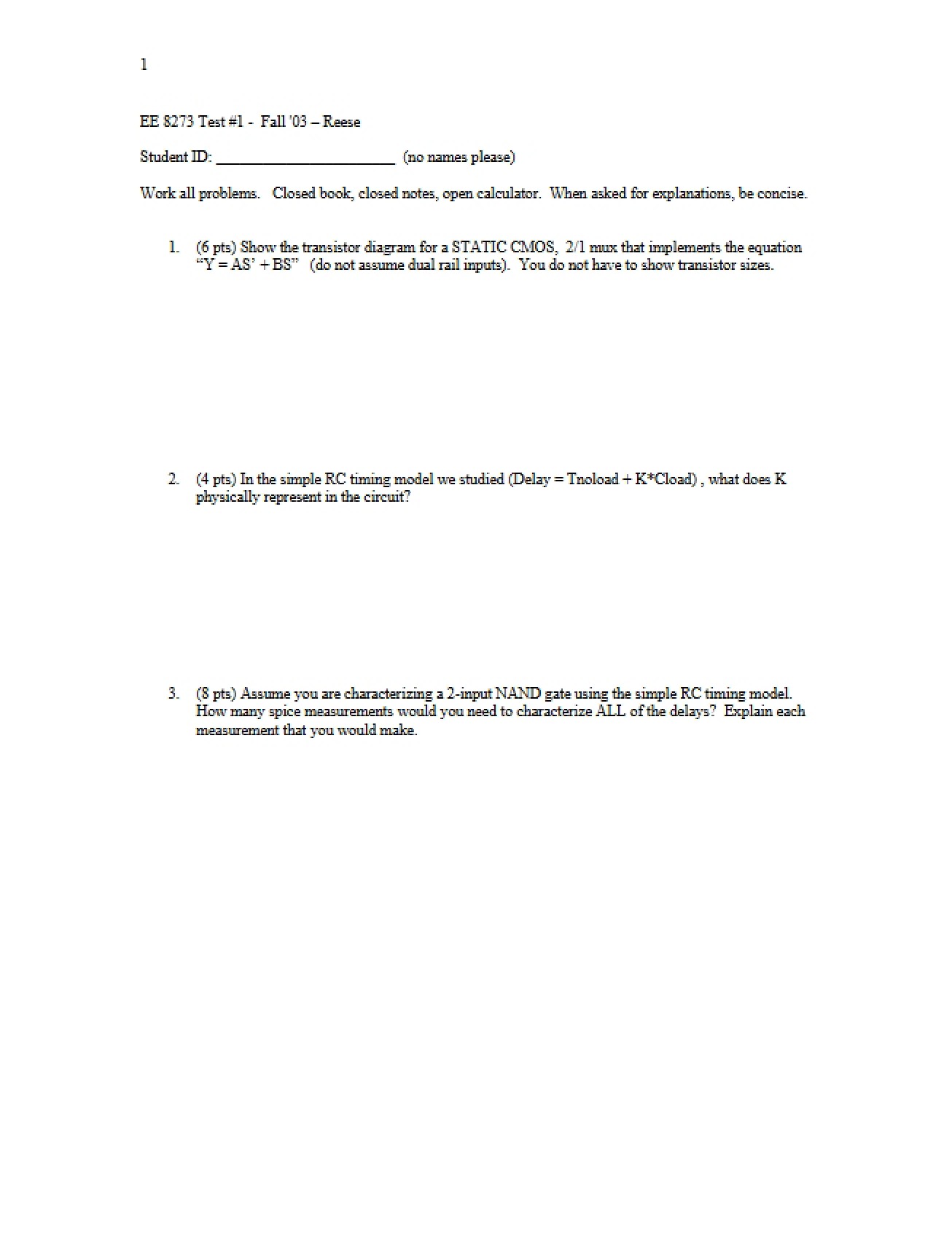 Fall 2003 First Exam