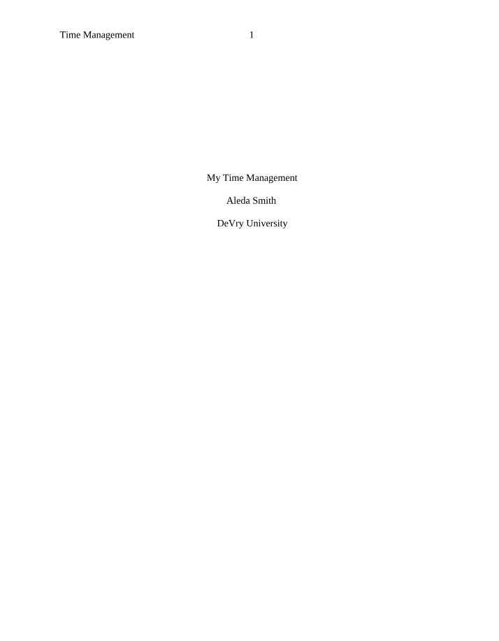Essay on Time Management