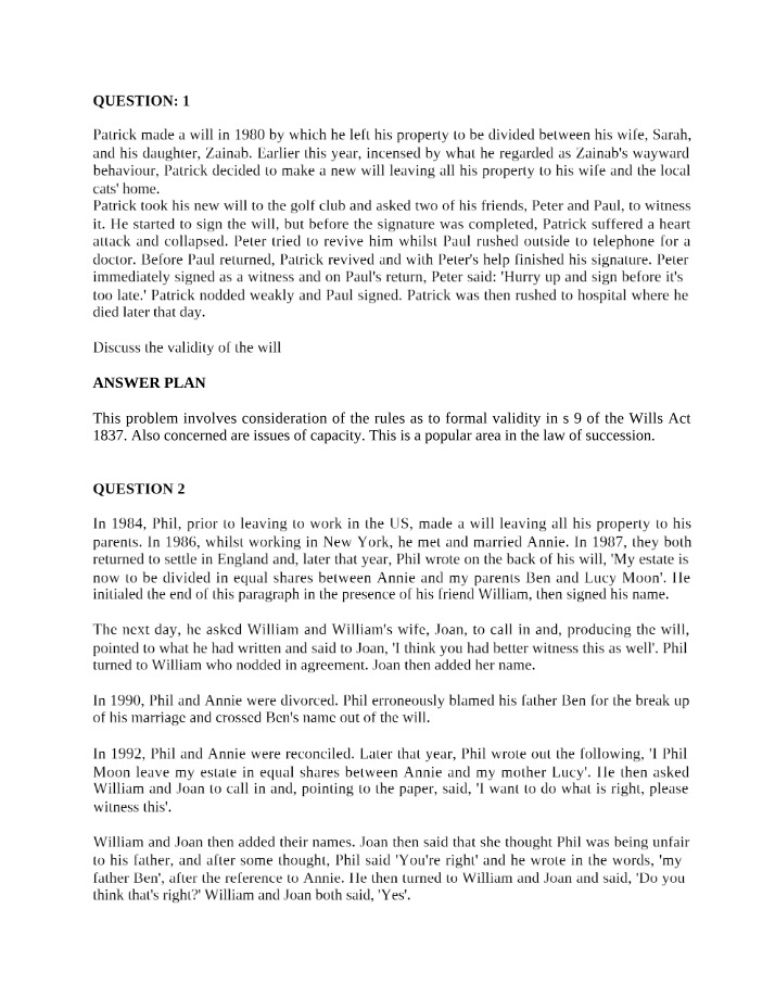 Will Validity Analysis - Witness Signatures and Capacity