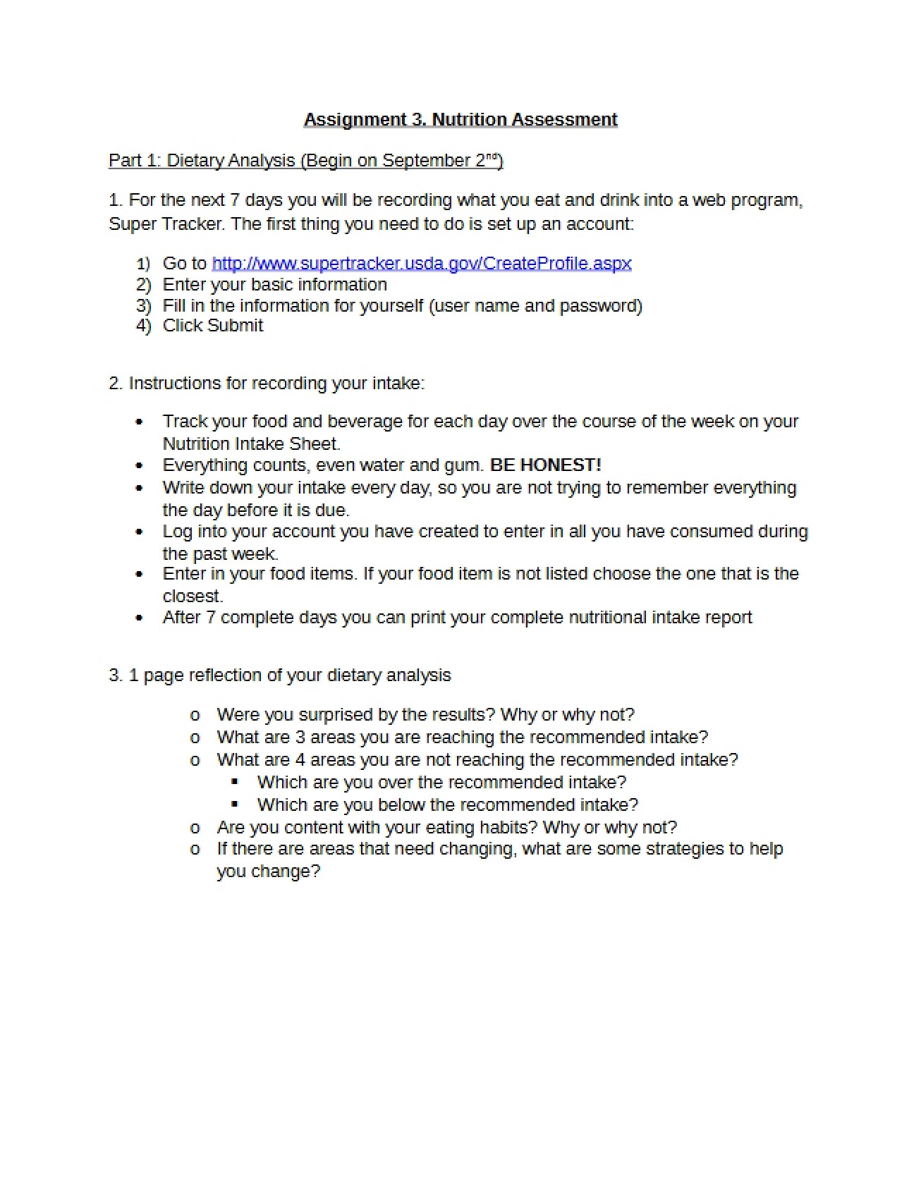 Nutrition Assignment by Arend