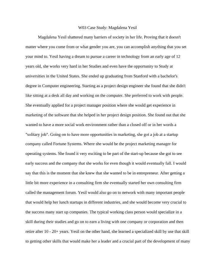 Case Study - Magdalena Yesil (W03)