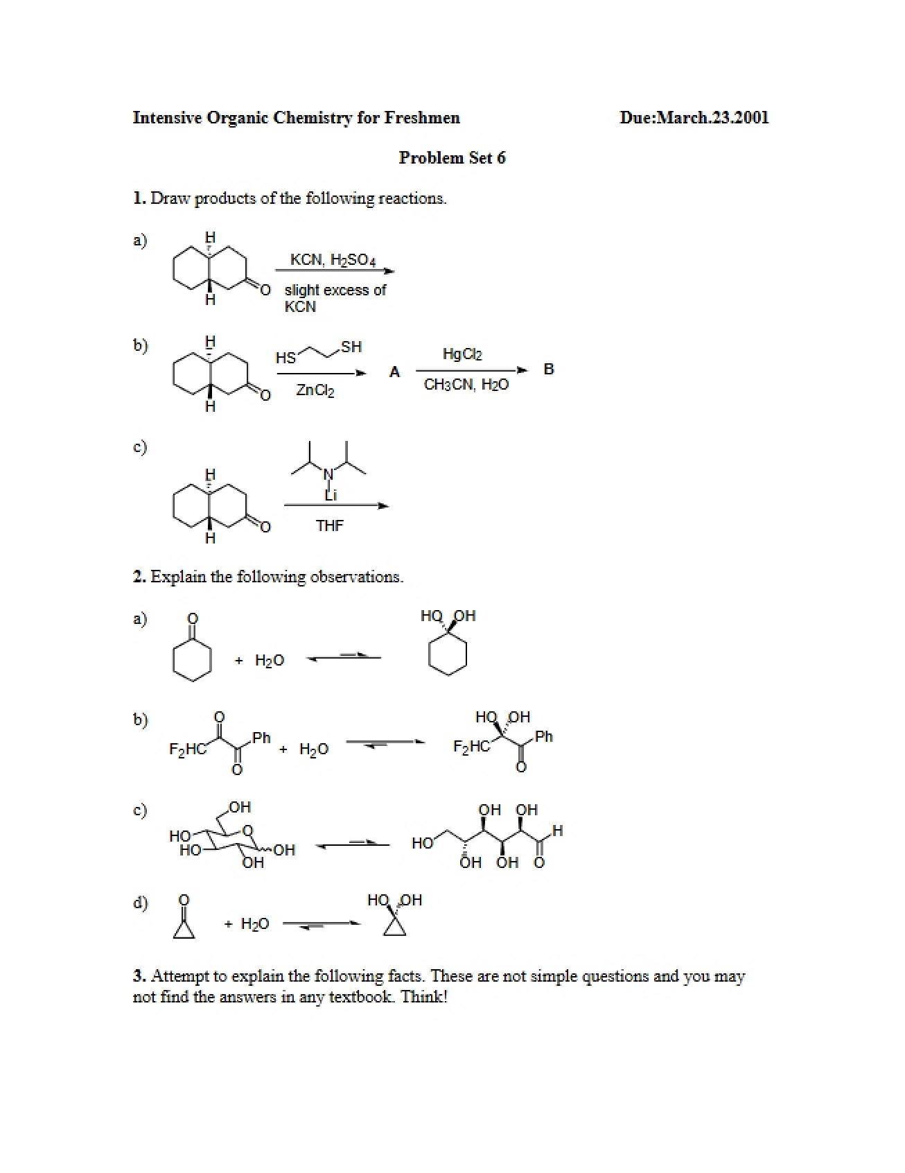 Intensive Organic Chemistry Problem Set Part 1