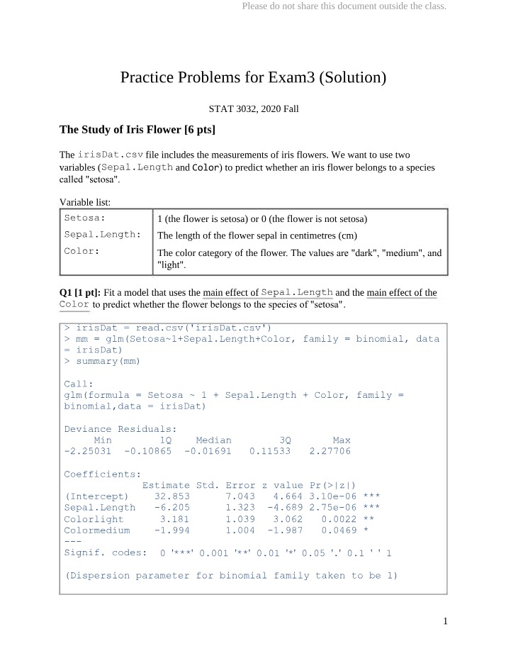 Exam 3 Practice Questions and Solutions (2020F)