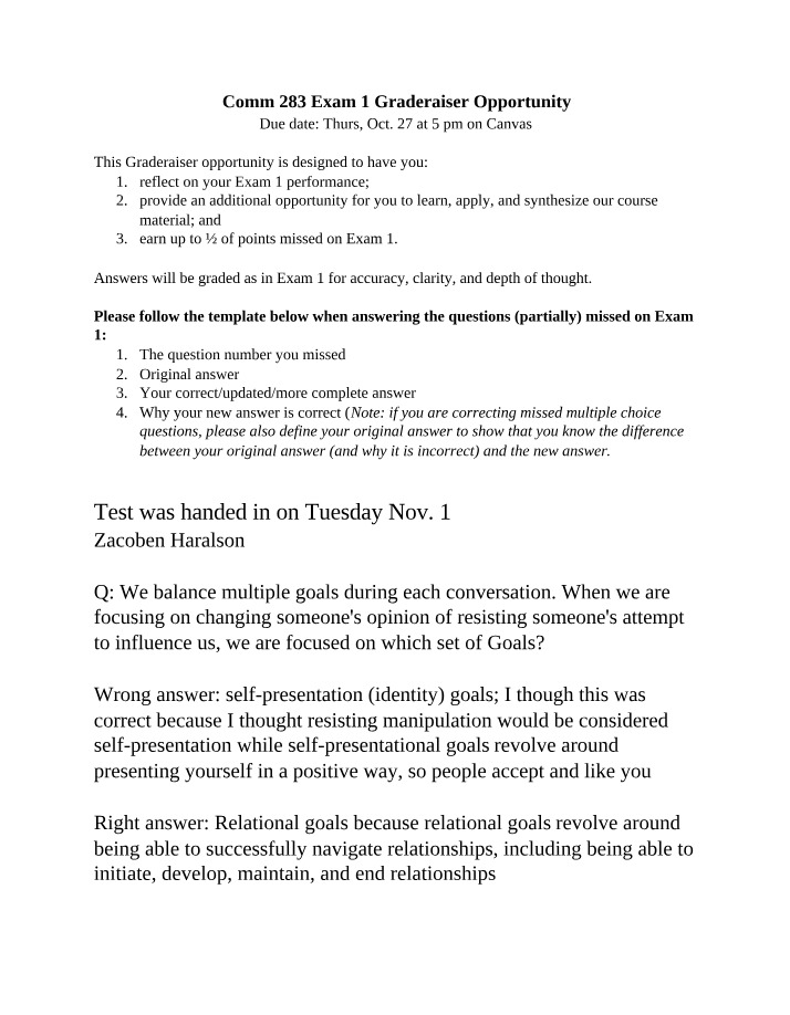 Graderaiser Opportunity to Improve Exam 1 Performance