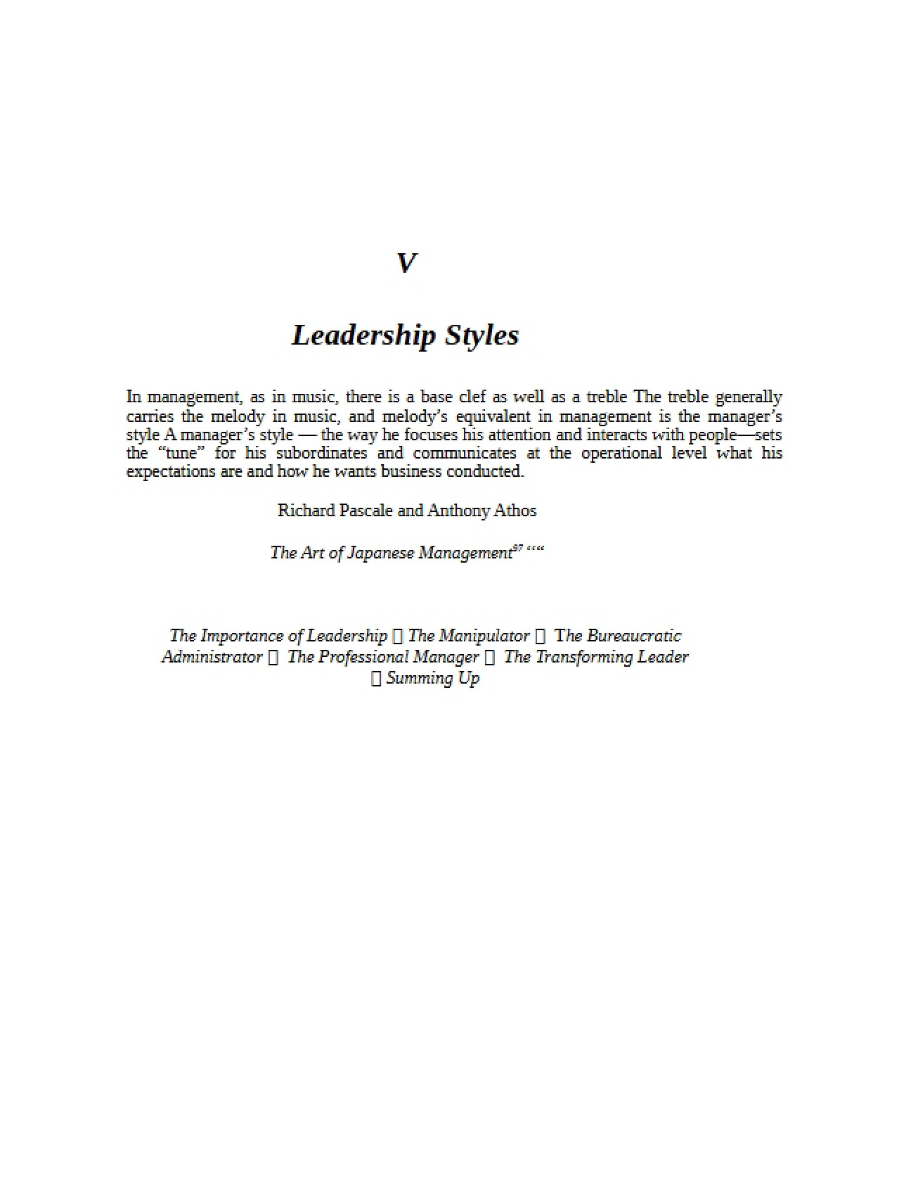 Styles of Leadership