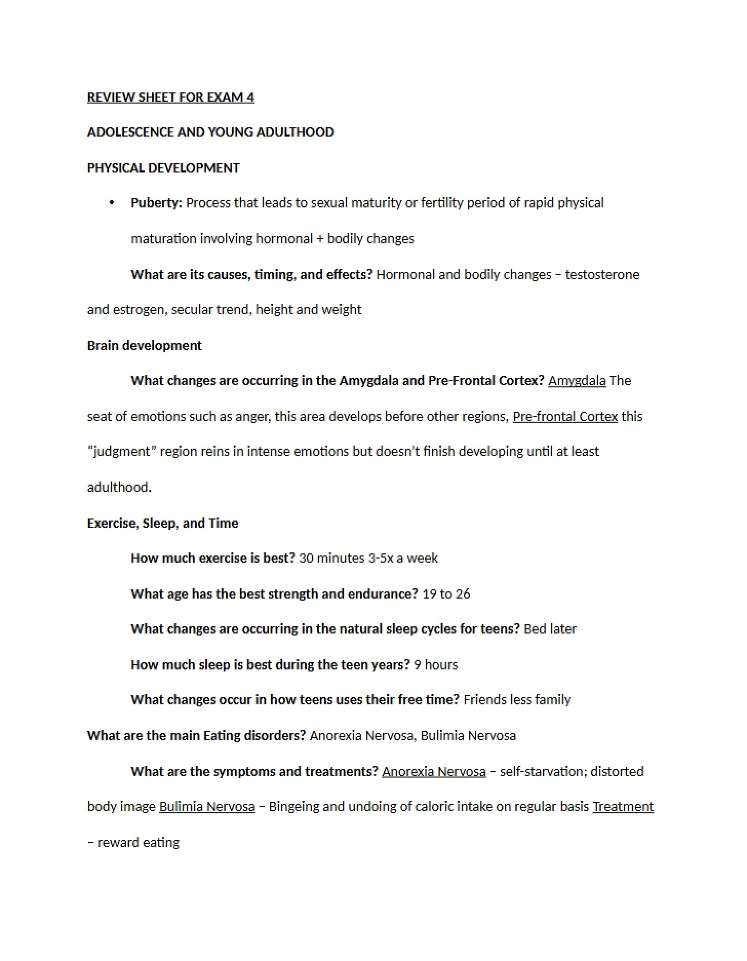 Exam Four Review Sheet