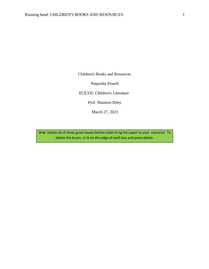 Comparing Children's Books and Resources