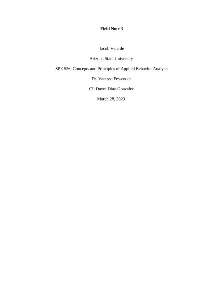 SPE526 Field Note 3