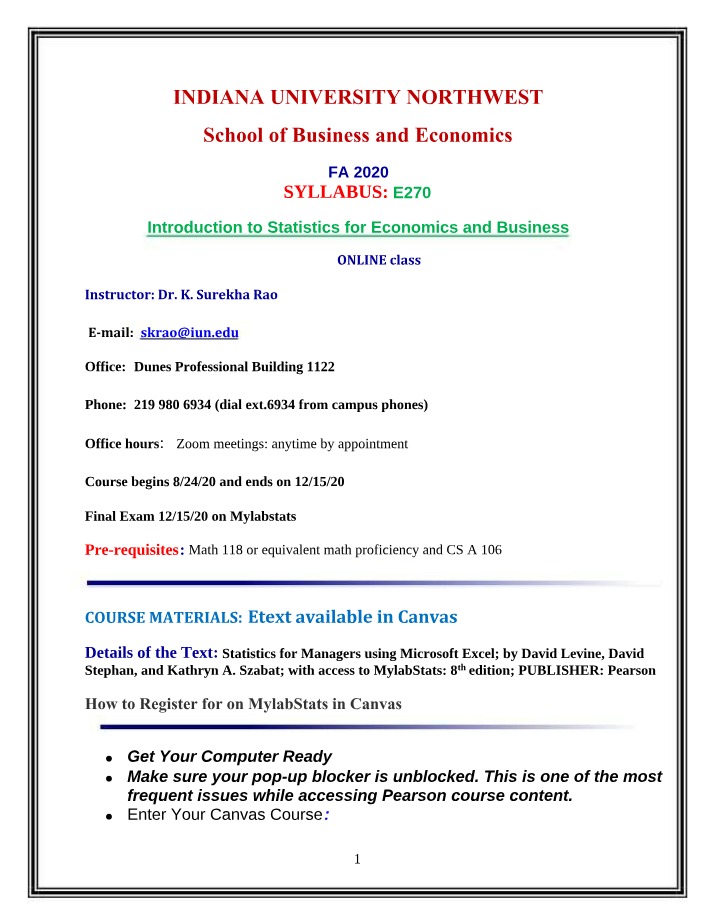 E270 Online Syllabus - Fall 2020